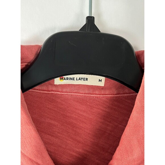 Marine Layer Polo Sz M Short Sleeve Golf Office Everyday Terra Cotta Work *flaw - Picture 2 of 9
